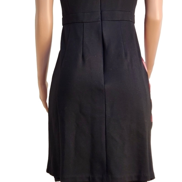 ELLEN Tracy Black Colorblock Pink Multi-Color Floral Sheath Dress Size: 4 - Picture 8 of 11